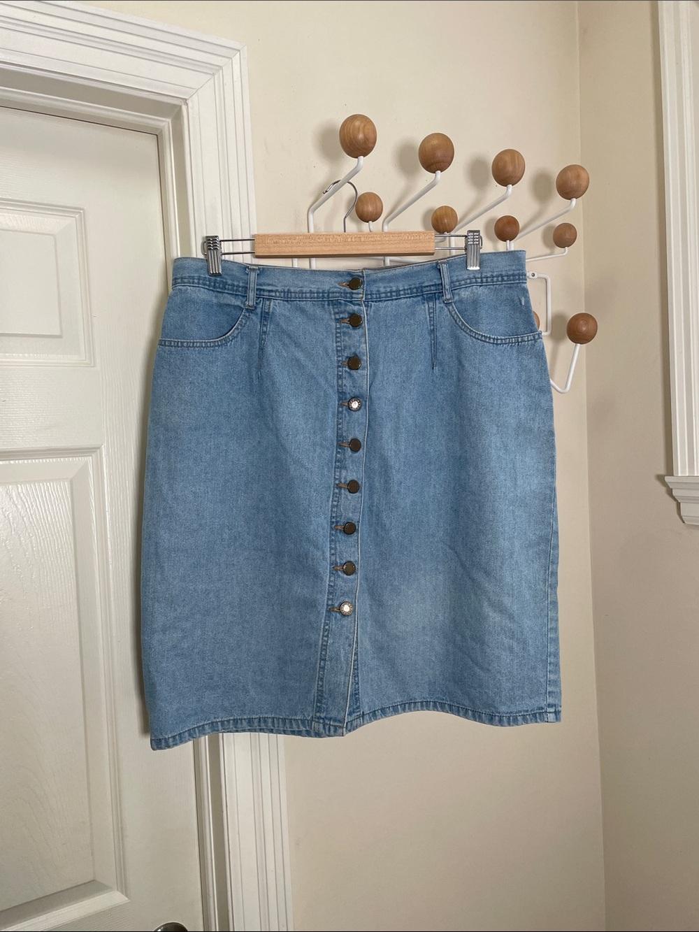 American Eagle Sport - Vintage 90s Button Down Mini Denim Skirt - Blue - 18